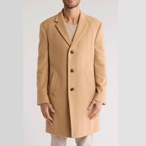 Nautica Men's Cashmere Blend Camel Trench Coat, FABRIC WOVEN IN ITALY